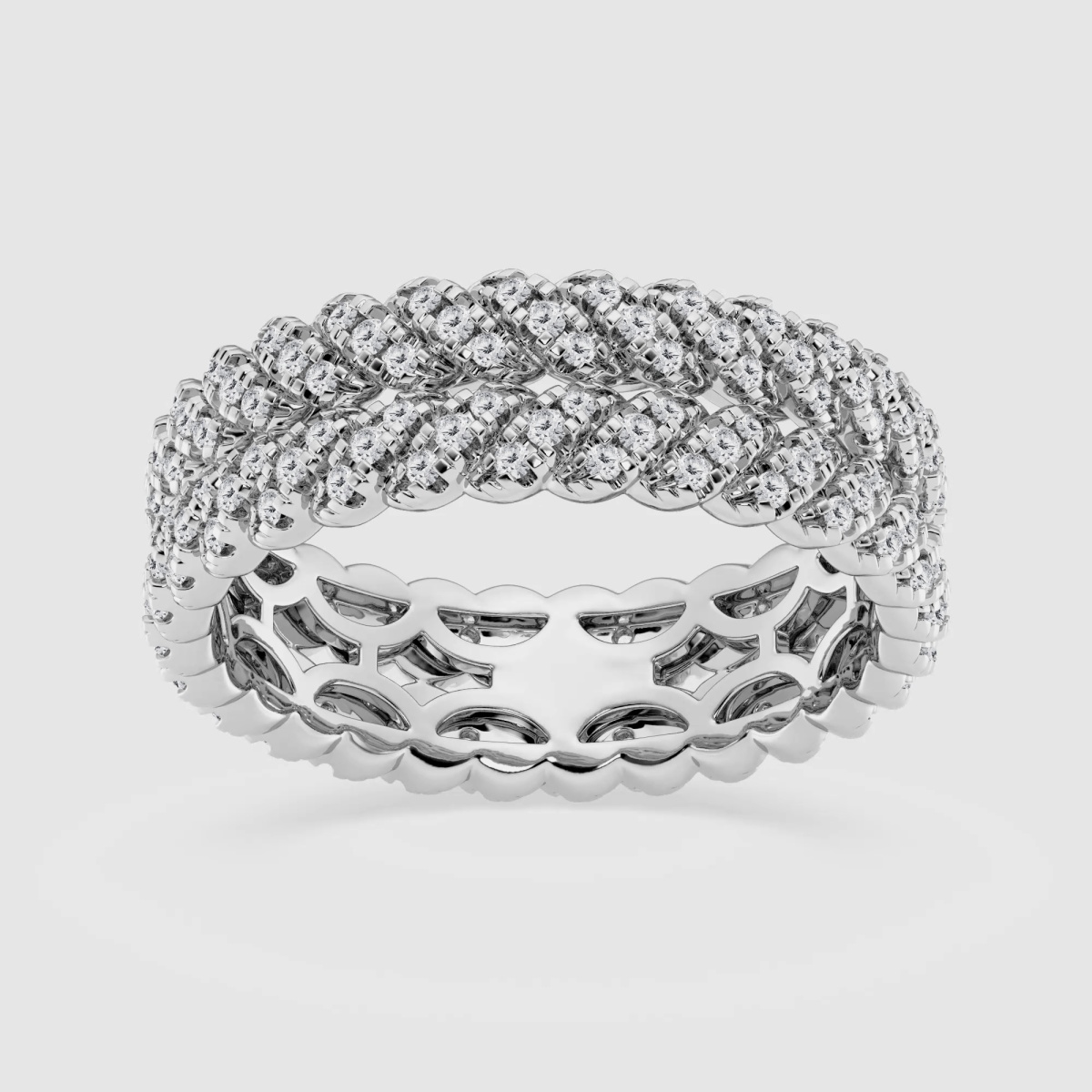 Natural Diamond | 3/4 ctw Round Double Row Twist Eternity Band