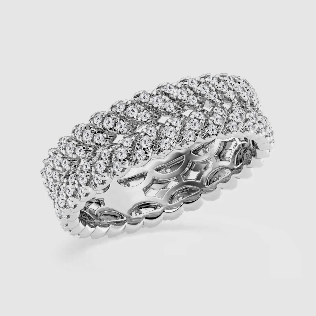 Natural Diamond | 3/4 ctw Round Double Row Twist Eternity Band