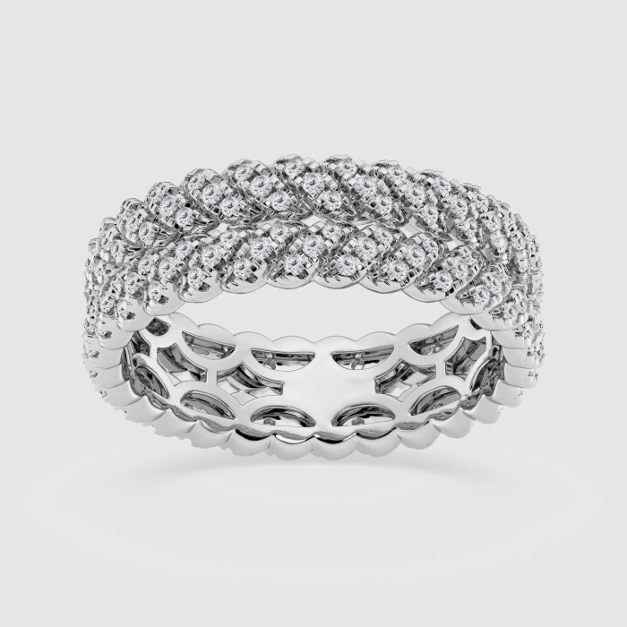 Natural Diamond | 3/4 ctw Round Double Row Twist Eternity Band