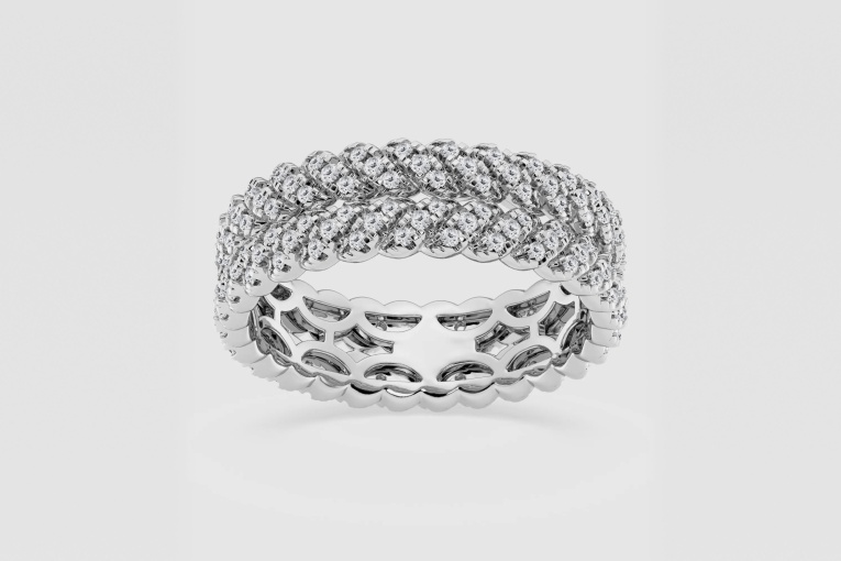 Natural Diamond | 3/4 ctw Round Double Row Twist Eternity Band