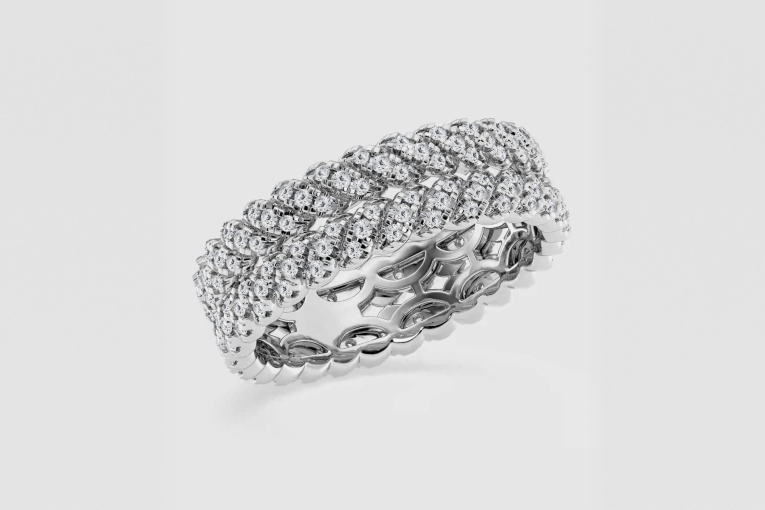 Natural Diamond | 3/4 ctw Round Double Row Twist Eternity Band