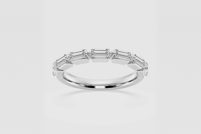 Natural Diamond | 7/8 ctw Baguette Floating Stackable Ring