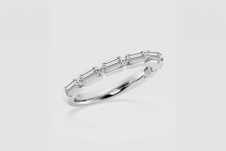 Natural Diamond | 7/8 ctw Baguette Floating Stackable Ring