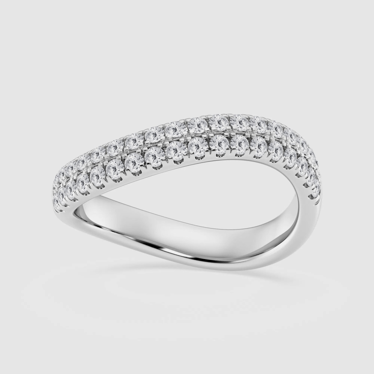 Natural Diamond | 1/2 ctw Round Wave Stackable Ring