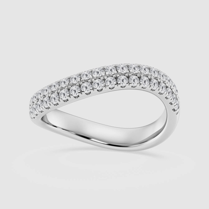 Natural Diamond | 1/2 ctw Round Wave Stackable Ring