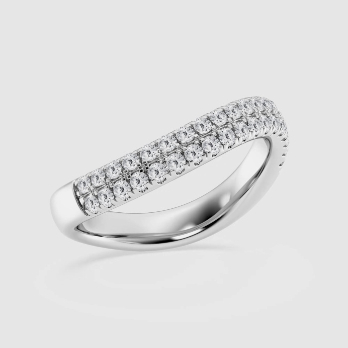 Natural Diamond | 1/2 ctw Round Wave Stackable Ring