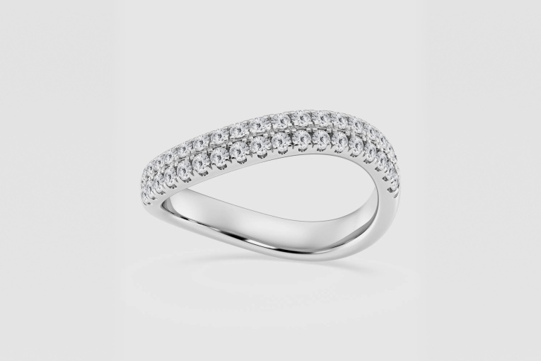 Natural Diamond | 1/2 ctw Round Wave Stackable Ring