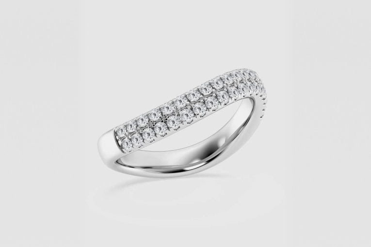 Natural Diamond | 1/2 ctw Round Wave Stackable Ring
