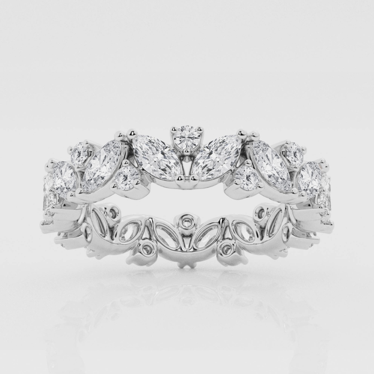 Natural Diamond | 2 ctw Marquise and Round Angled Eternity Band