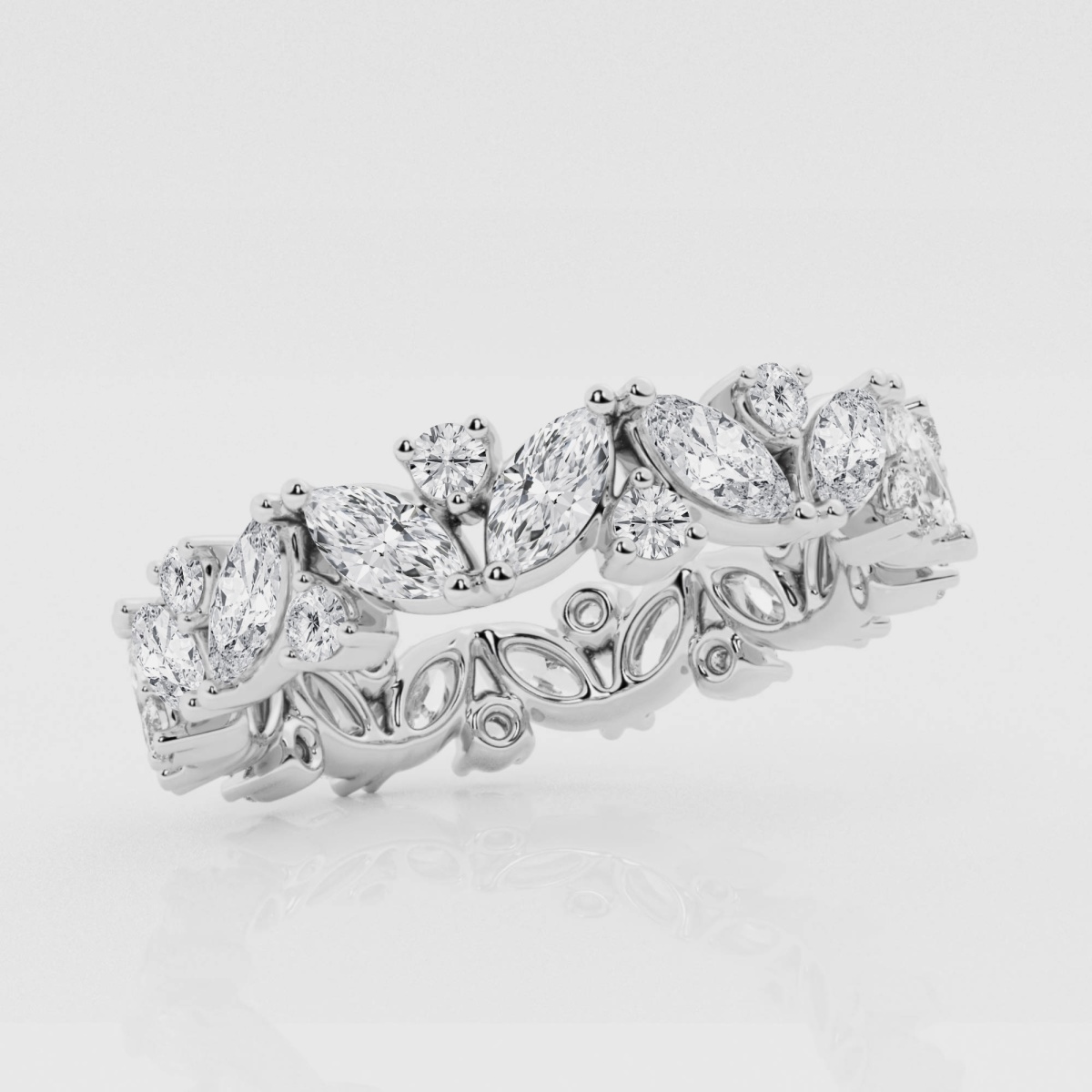 Natural Diamond | 2 ctw Marquise and Round Angled Eternity Band