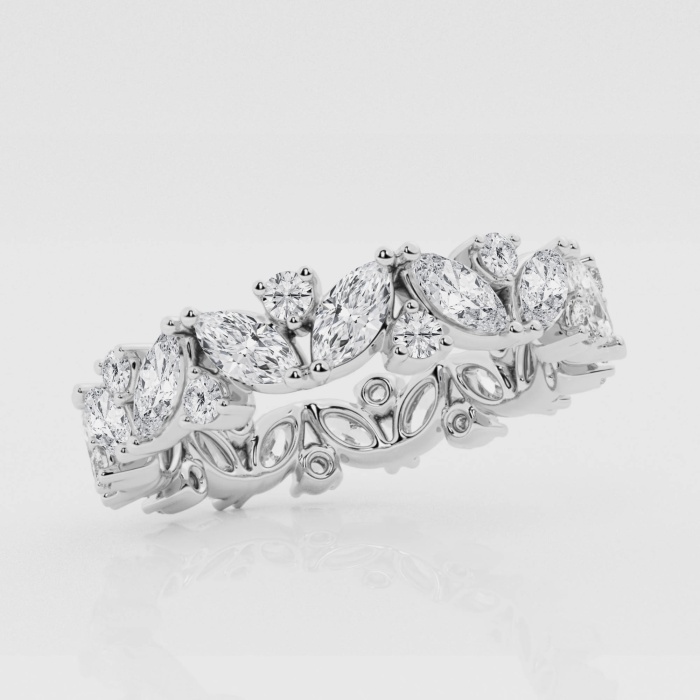 Natural Diamond | 2 ctw Marquise and Round Angled Eternity Band