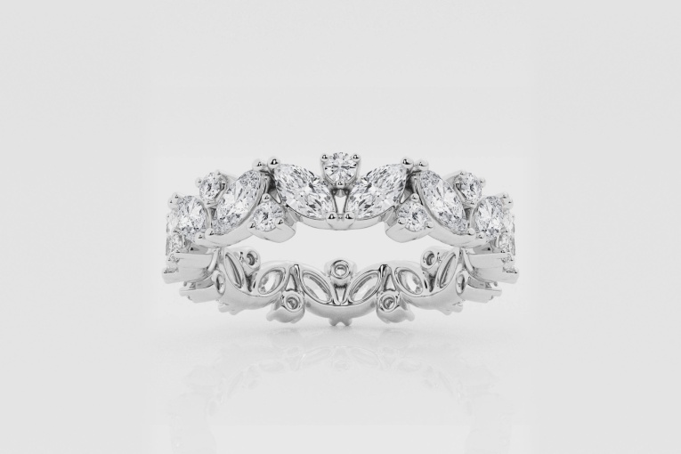 Natural Diamond | 2 ctw Marquise and Round Angled Eternity Band