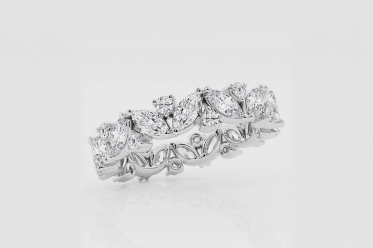 Natural Diamond | 2 ctw Marquise and Round Angled Eternity Band