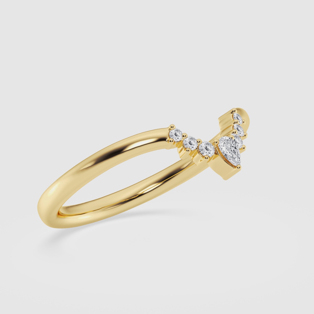 Natural Diamond | 1/10 ctw Round Chevron Stackable Ring