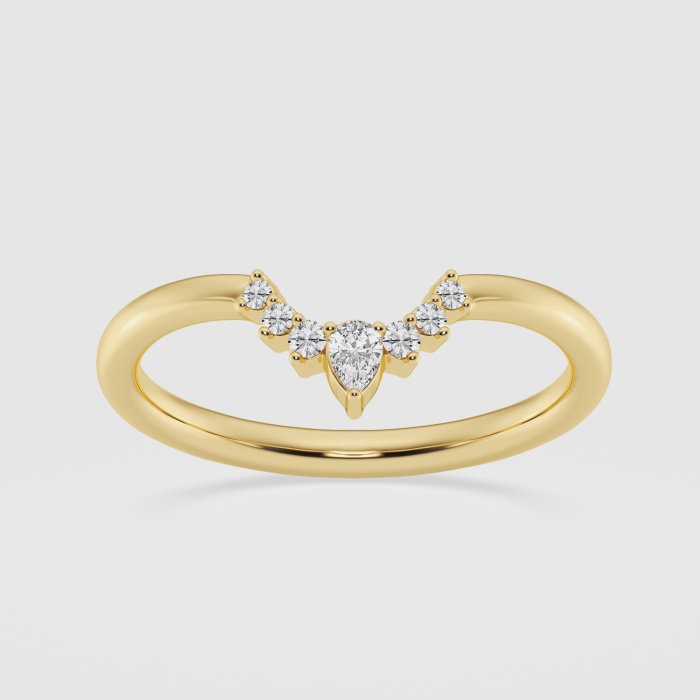 Natural Diamond | 1/10 ctw Round Chevron Stackable Ring