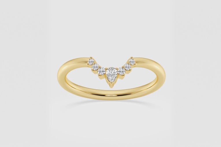 Natural Diamond | 1/10 ctw Round Chevron Stackable Ring