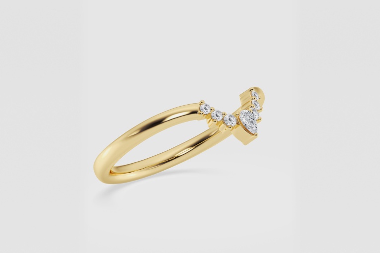 Natural Diamond | 1/10 ctw Round Chevron Stackable Ring