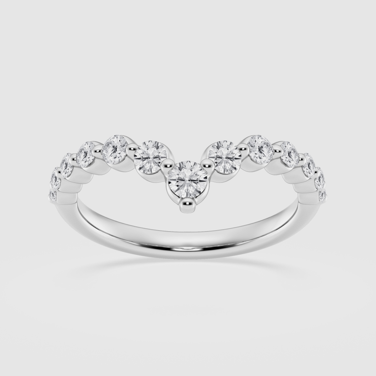 Natural Diamond | 1/2 ctw Round Floating Chevron Stackable Ring