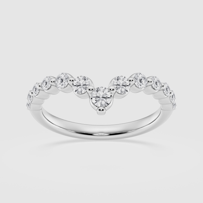 Natural Diamond | 1/2 ctw Round Floating Chevron Stackable Ring