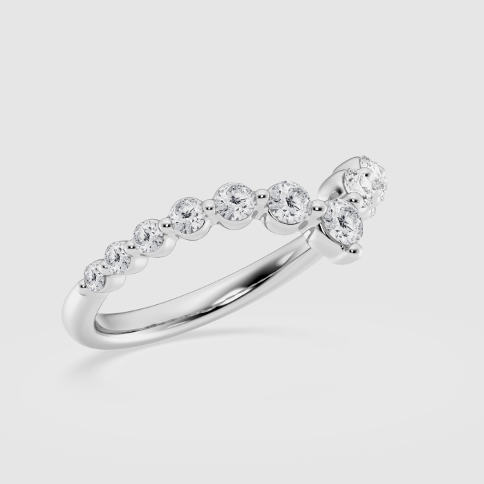 Natural Diamond | 1/2 ctw Round Floating Chevron Stackable Ring