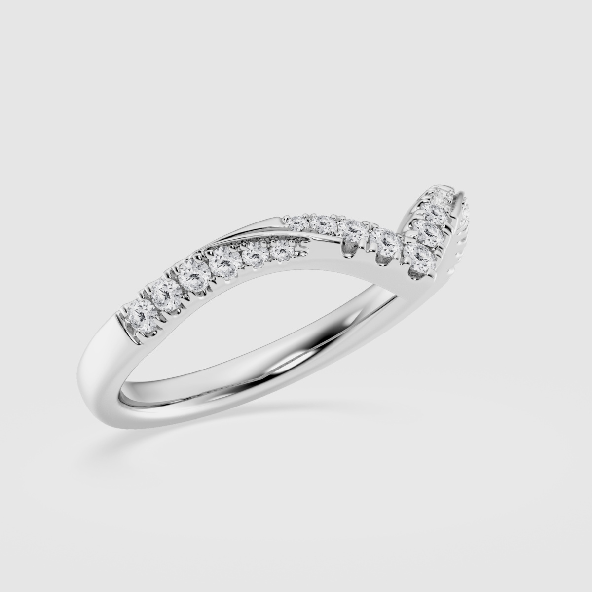 Natural Diamond | 1/4 ctw Round Ribbon Curve Stackable Ring