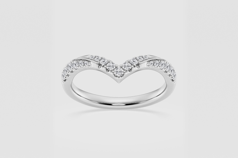 Natural Diamond | 1/4 ctw Round Ribbon Curve Stackable Ring