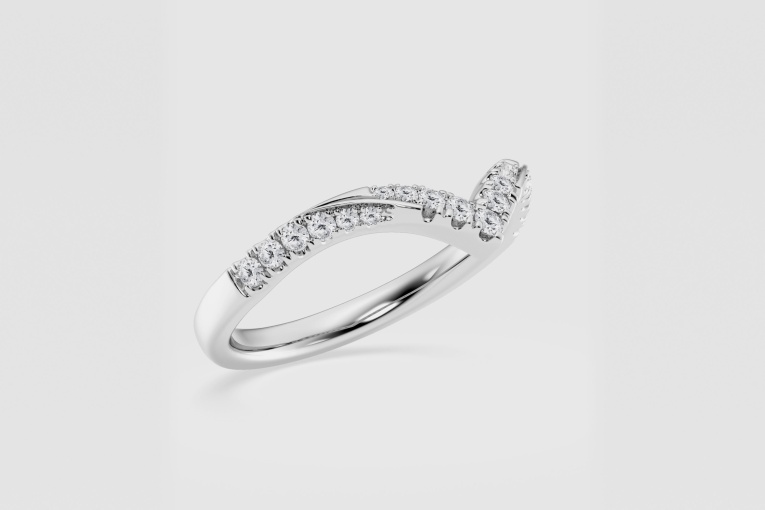 Natural Diamond | 1/4 ctw Round Ribbon Curve Stackable Ring