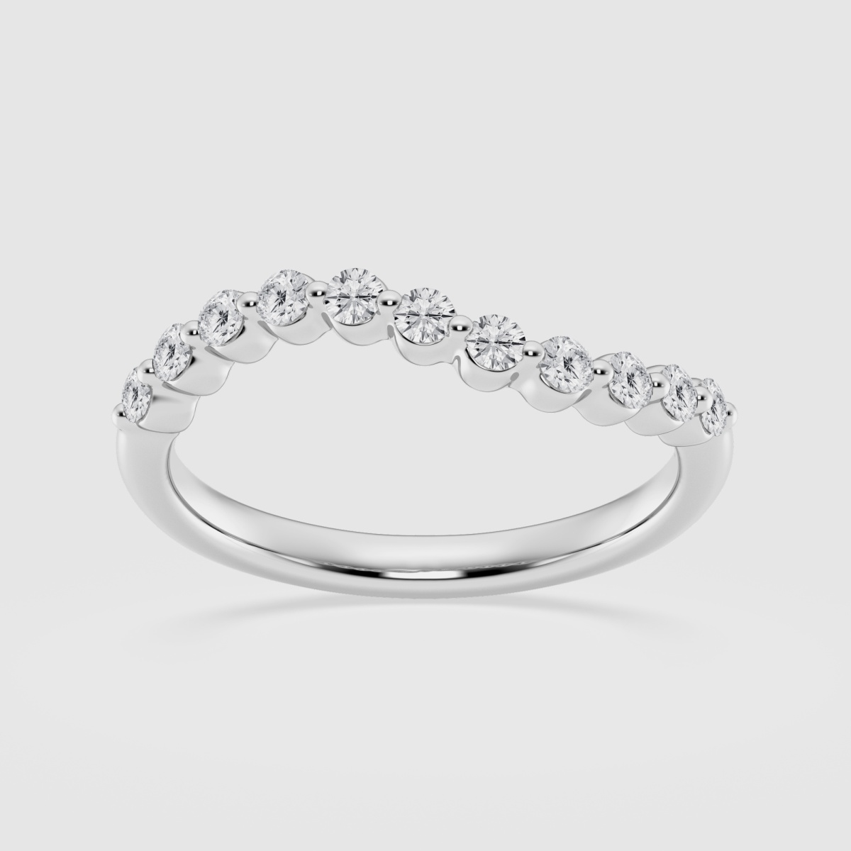 Natural Diamond | 1/3 ctw Round Floating Wave Stackable Ring