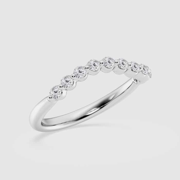 Natural Diamond | 1/3 ctw Round Floating Wave Stackable Ring