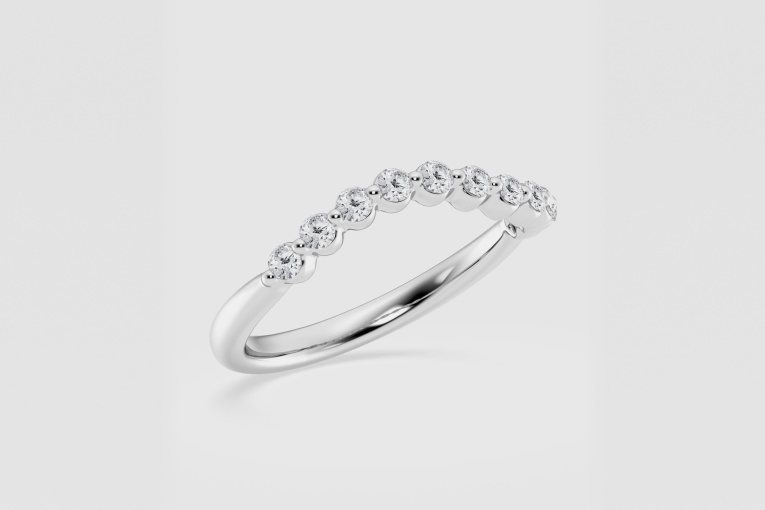 Natural Diamond | 1/3 ctw Round Floating Wave Stackable Ring