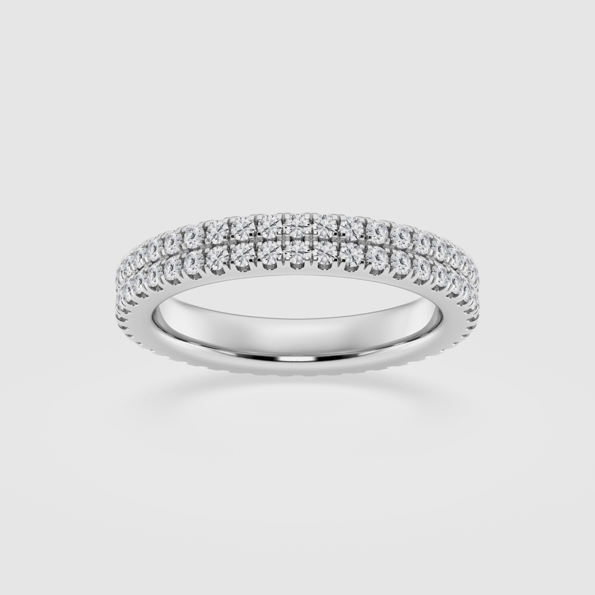 1 ctw Round Natural Diamond Pettite Two Row Micro Pave Eternity Band