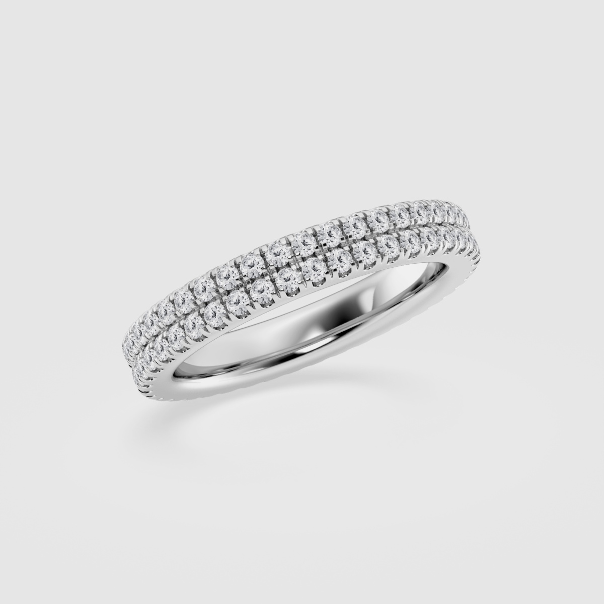 1 ctw Round Natural Diamond Pettite Two Row Micro Pave Eternity Band