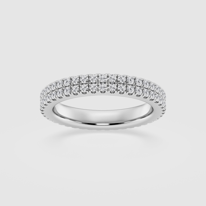 1 ctw Round Natural Diamond Pettite Two Row Micro Pave Eternity Band