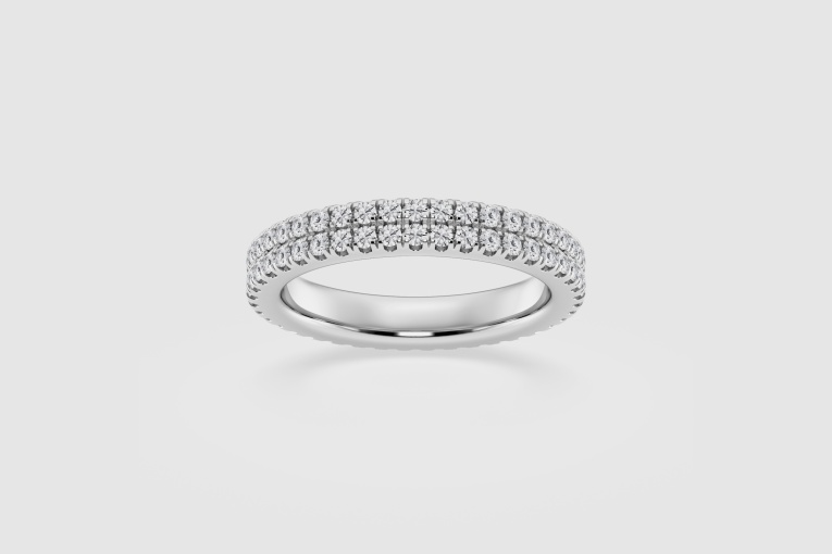 1 ctw Round Natural Diamond Pettite Two Row Micro Pave Eternity Band