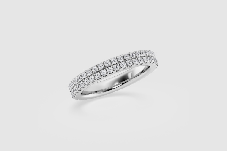 1 ctw Round Natural Diamond Pettite Two Row Micro Pave Eternity Band