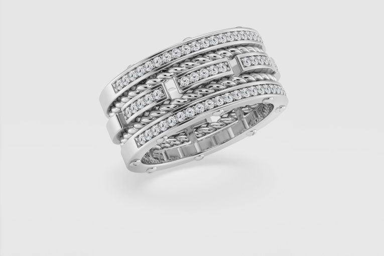 1/2 ctw Round Natural Diamond Modern Rope Design Eternity Band