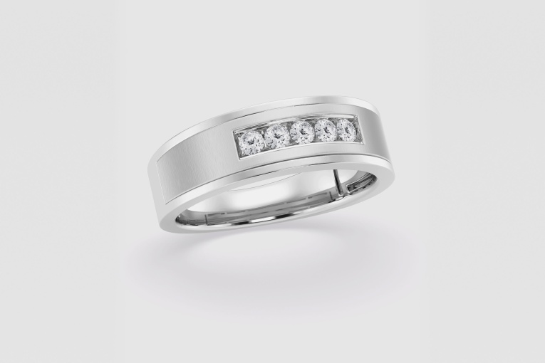 Natural Diamond | 1/4 ctw Round Five-Stone Wedding Band