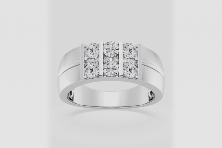 Natural Diamond | 1 1/3 ctw Round Men\'s Triple Bar Wedding Band