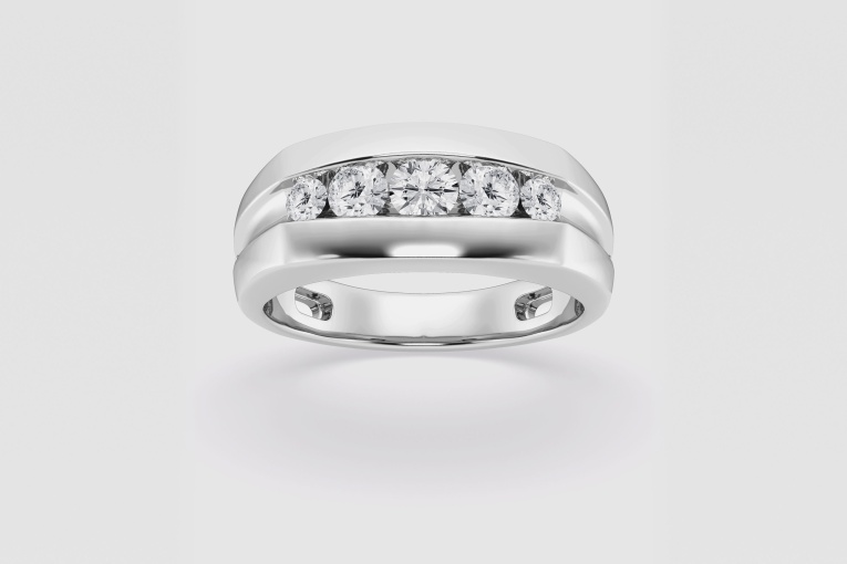 Natural Diamond | 1/2 ctw Round Five-Stone Wedding Band