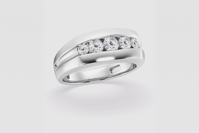 Natural Diamond | 1/2 ctw Round Five-Stone Wedding Band