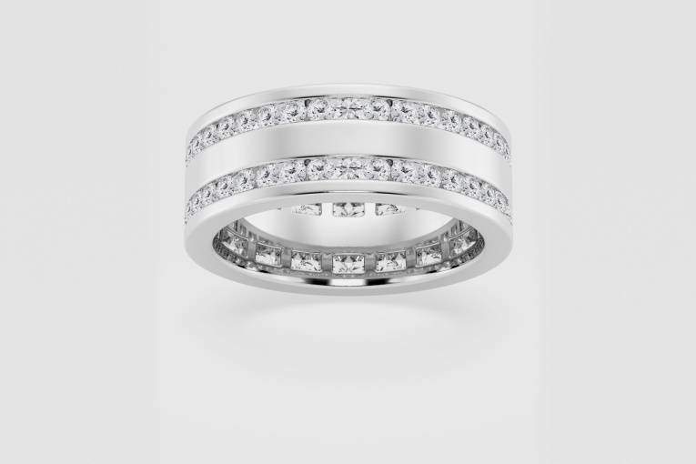 Natural Diamond | 2 ctw Round Double Row Eternity Band