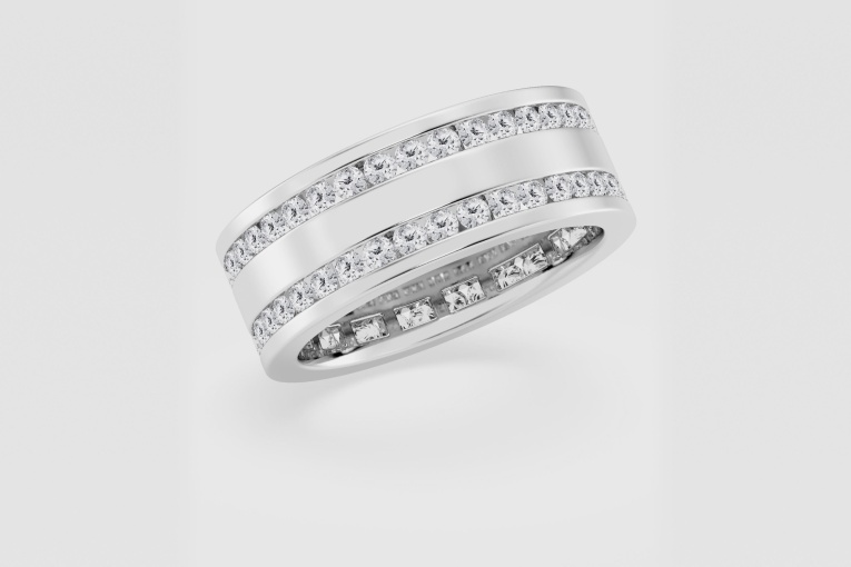 Natural Diamond | 2 ctw Round Double Row Eternity Band