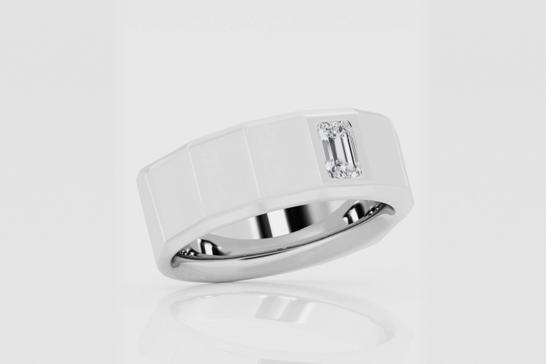 Natural Diamond | 3/4 ctw Emerald Men\'s Solitaire Engagement Ring