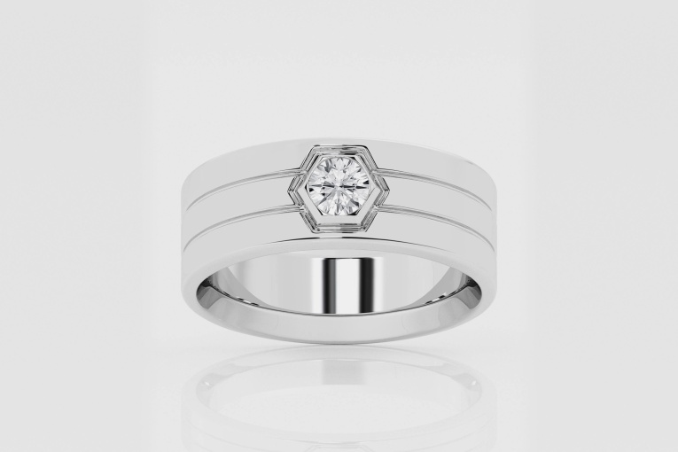 Natural Diamond | 1/2 ctw Round Men\'s Solitaire Engagement Ring