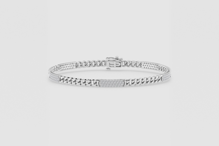 Natural Diamond | 1 3/8 ctw Round Cuban Chain Fashion Bracelet - 6 inches