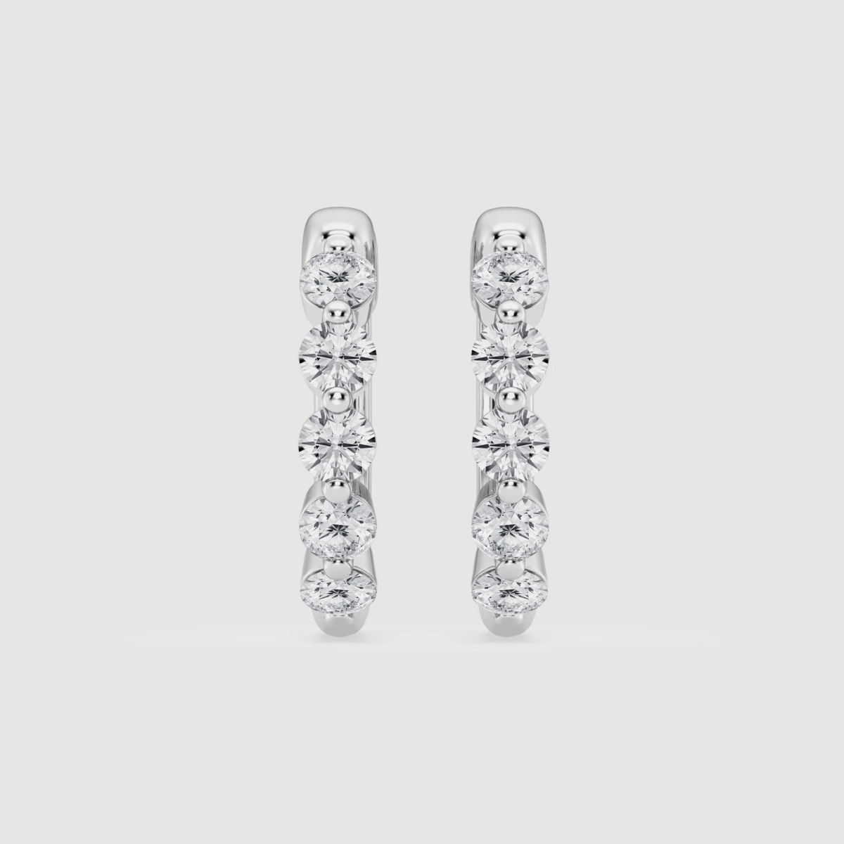 Natural Diamond | 7/8 ctw Round Floating Hoop Earrings