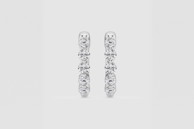 Natural Diamond | 7/8 ctw Round Floating Hoop Earrings