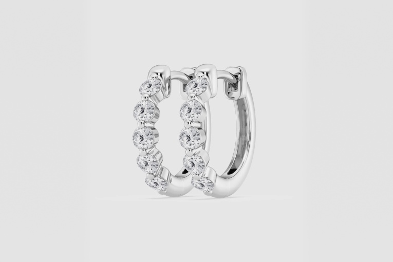 Natural Diamond | 7/8 ctw Round Floating Hoop Earrings