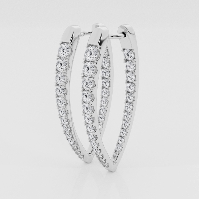 Natural Diamond | 2 7/8 ctw Round Graduated Inside-Out Hoop Earrings