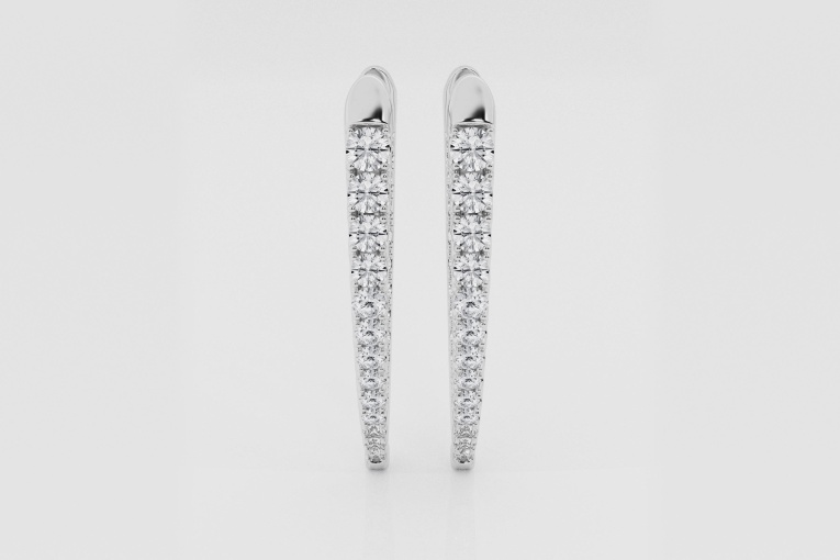 Natural Diamond | 2 7/8 ctw Round Graduated Inside-Out Hoop Earrings